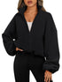 Damen Fleece-Jacke Sweatshirt mit Reißverschluss und Kordelzug | Langärmlige Jacke für Herbst und Winter